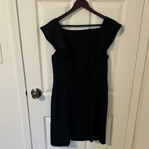 LOFT Black Ruffle Sleeve Mini Dress